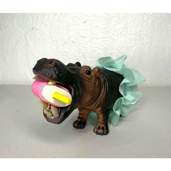 Party Animal Birthday Cake Topper Figurines Hippo Monkey Cow Panda Tiger Ape - Picture 6 of 8